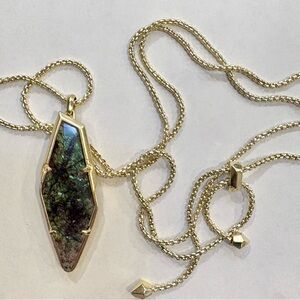 Kendra Scott Beatrice Long Adjustable Necklace- color Gold and Rainbow Crackle